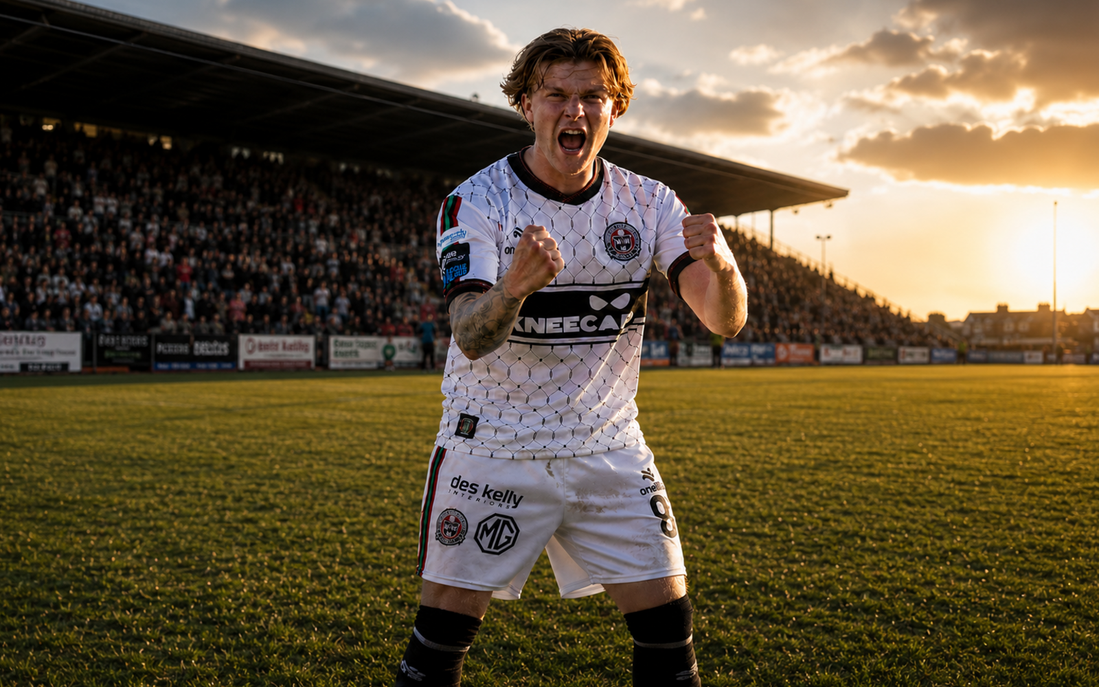 Harry Vaughan celebrating a brilliant goal for Bohemians